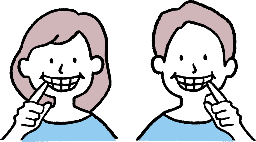 口元を指す二人のイラスト